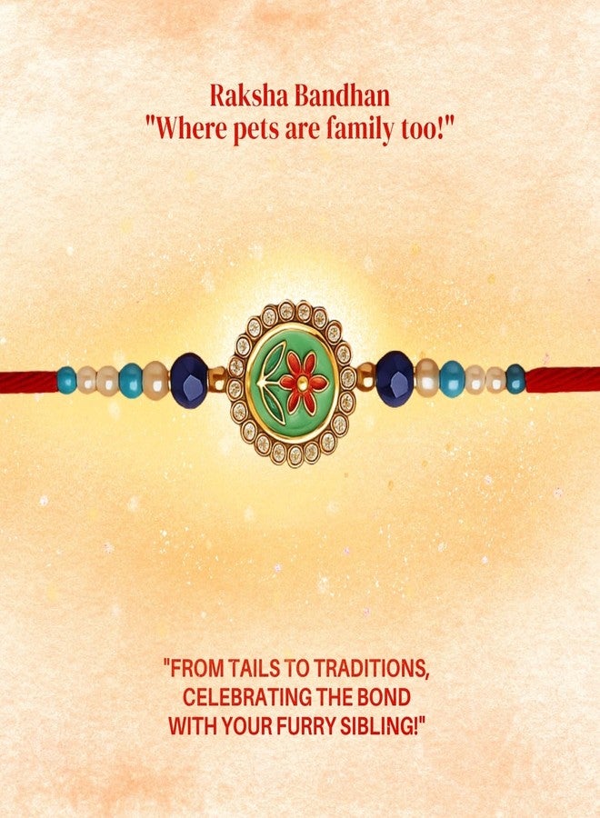 Sage Square Paw Bandhan Rakhi for Dog, Cat & Small Pets | Celebrate Bonds of Love This Raksha Bandhan | Cute Rakhi with Beads, Decorative Threads | Gift for Pet Lovers & Furry Companions (Type 1) - Image 5